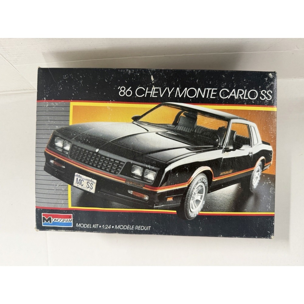 Vintage Monogram 86 Chevy Monte Carlo SS 1/24 Scale Model Kit Open Box